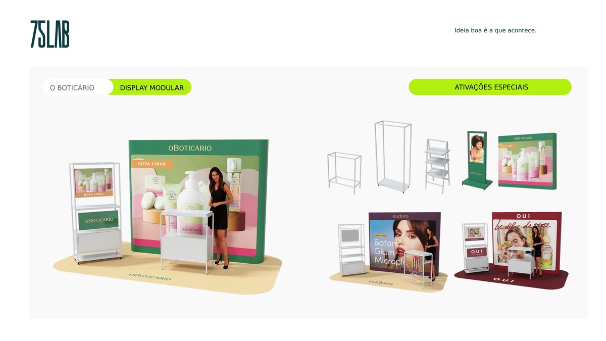 Display modular O Boticário, projeto 75LAB