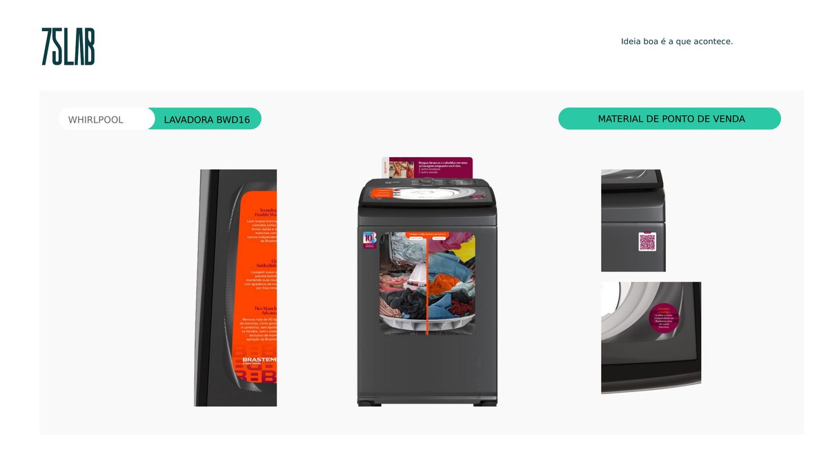 Material de ponto de venda Whirlpool, projeto 75LAB